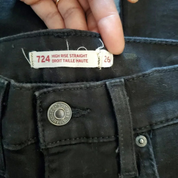 LEVIS |  724 High Rise Straight Black Denim Jeans (Size 26) - Picture 3 of 6